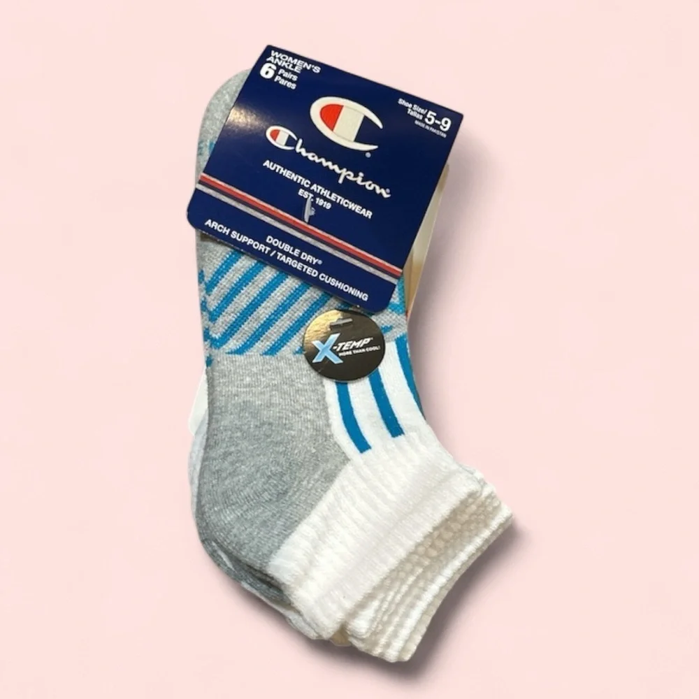 Champion Women’s X-Temp Ankle Socks – 6-Pack – Size 5-9 – NWT